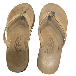 Rainbow Sandals Flip Flops, Woman size 6, color Tan.